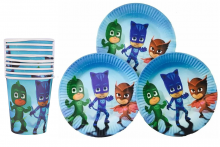 Набор одноразовой бумажной посуды для детского праздника Герои в масках
