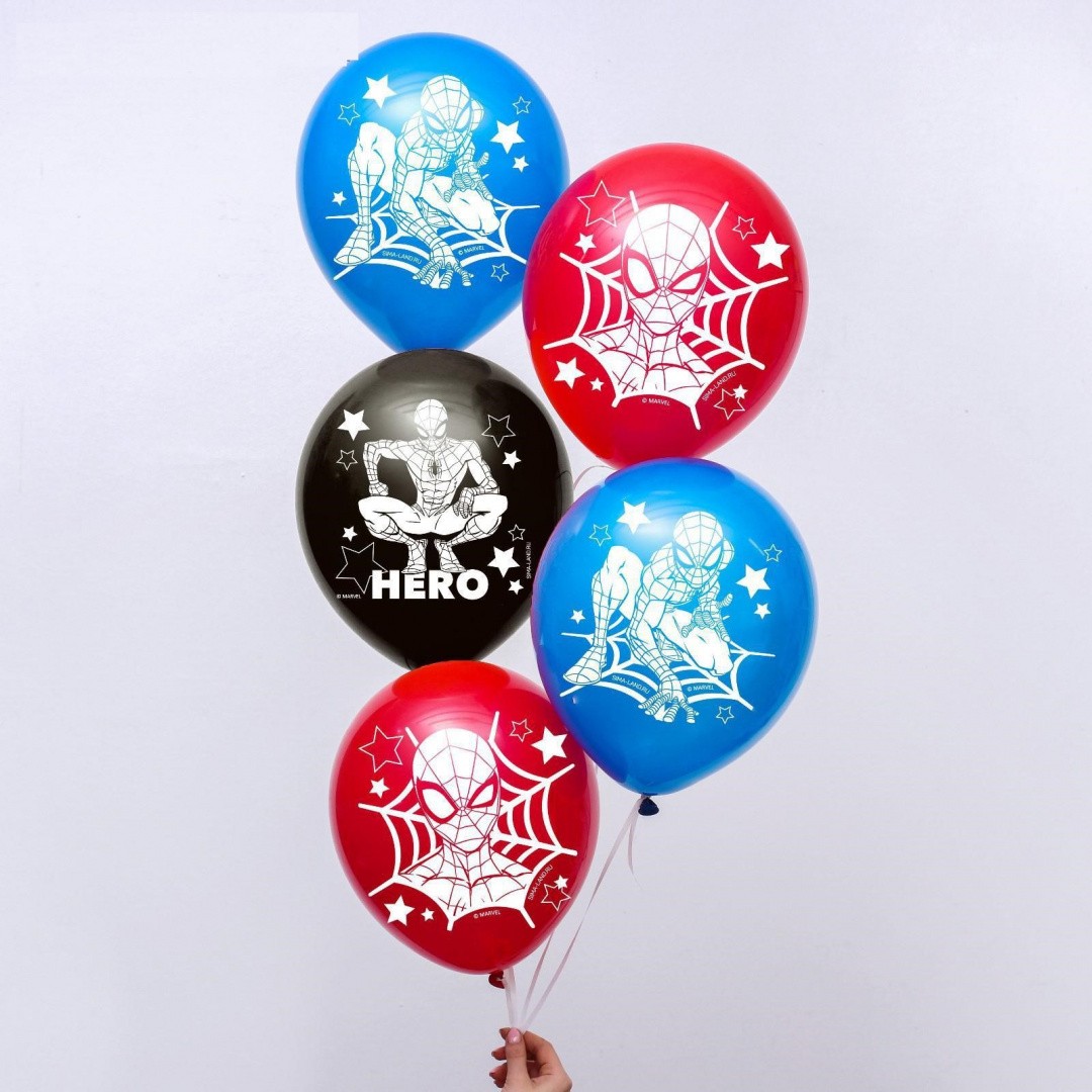 Воздушные шары "Super hero", Человек-паук (набор 5 шт) 12 дюйм