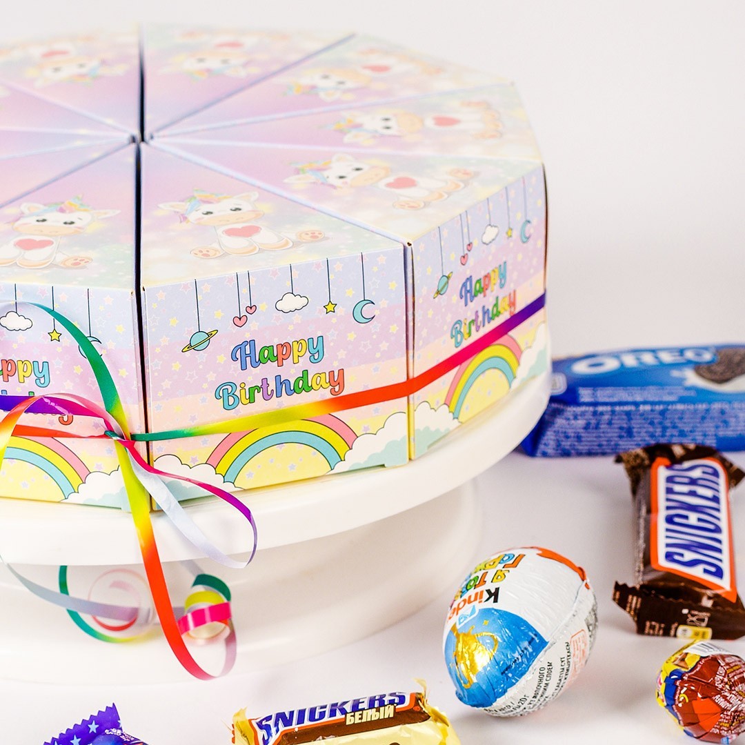 Подарочные коробочки в виде торта "Единороги"